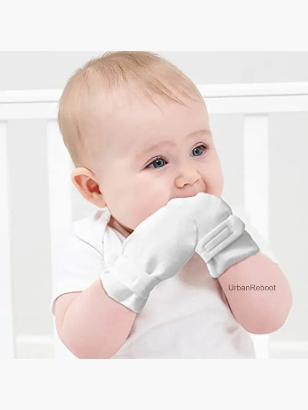 100% Cotton Baby No Scratch Mittens, Stay On, Adjustable Infant Gloves